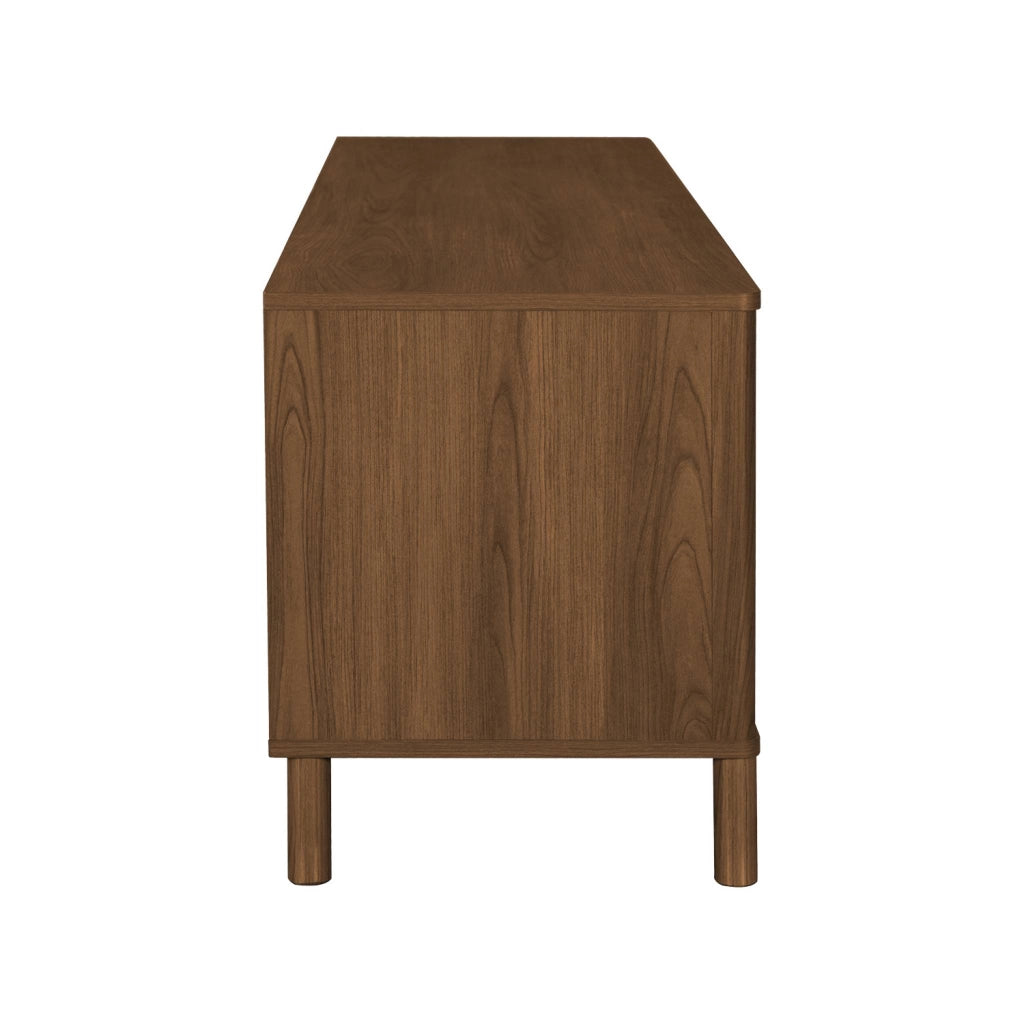 Mobile tv vintage in legno e rattan con 4 ante 160cm, noce