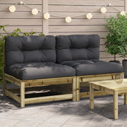 Divano da esterno-Divani Giardino Senza Braccioli con Cuscini 2pz Pino Impregnato 224256