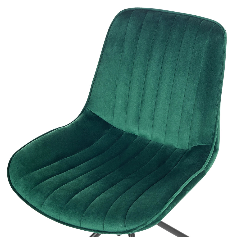 Set di 2 sedie da pranzo imbottite in velluto Verde Sedia da sala da pranzo per interni con gambe in acciaio Decor