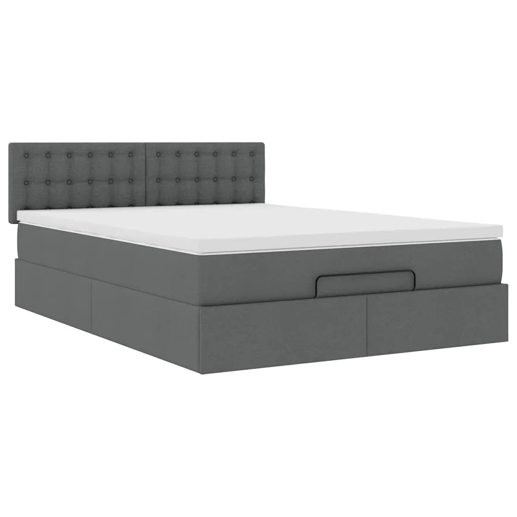 Pouf Letto con Materasso Grigio Scuro 140x190 cm in Tessuto 3311623