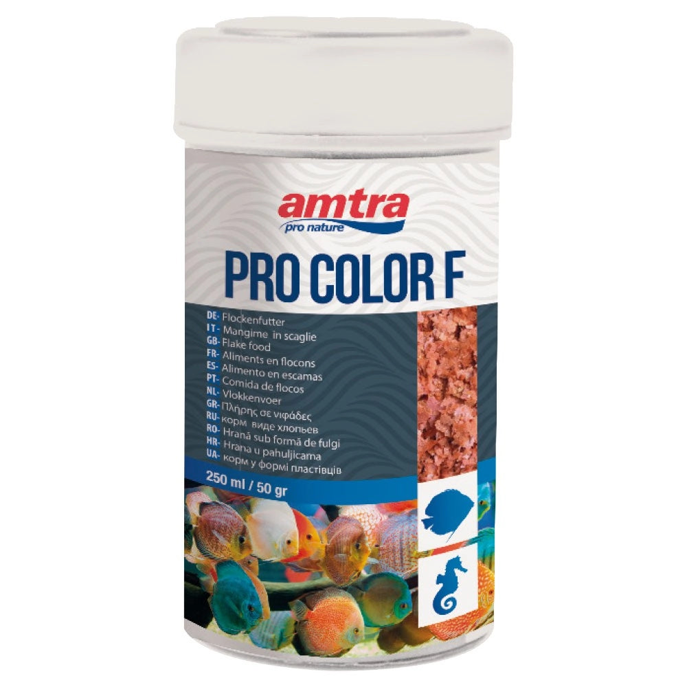 Amtra Pro Color F - Mangime in scaglie per la naturale colorazione dei pesci d’acquario Formato: 250 ml