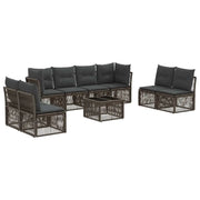 Set Divano da Giardino 9 pcs Grigio polyrattan