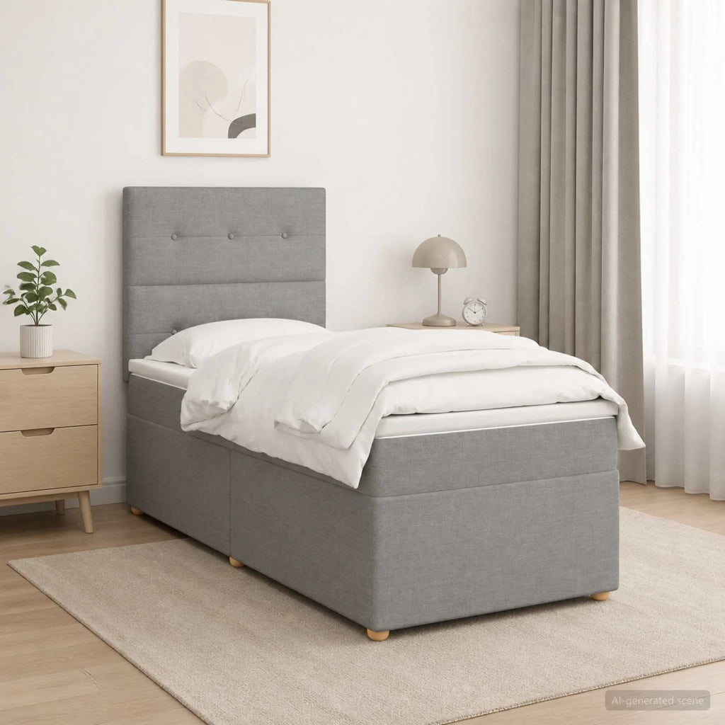 Letto box spring con materasso Grigio Chiaro 90 x 200 cm 3455259