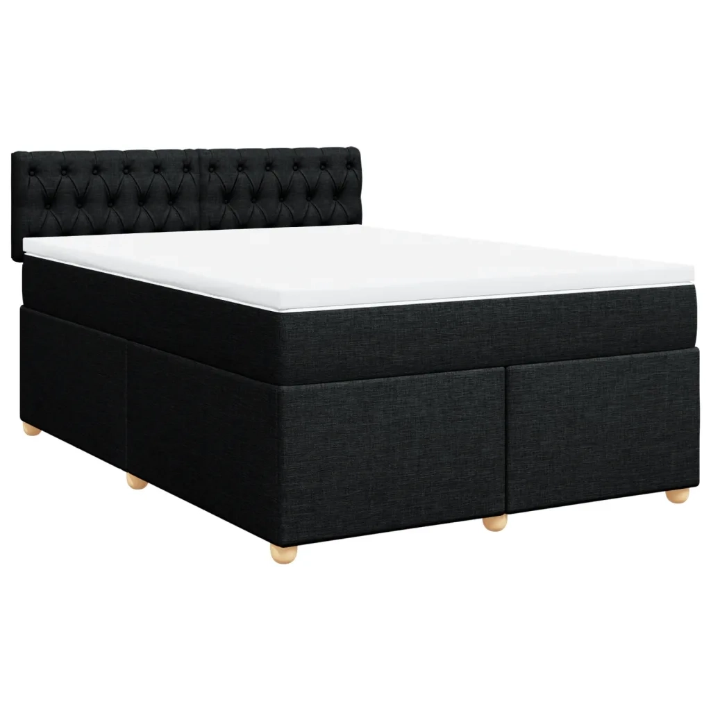 Giroletto a Molle con Materasso Nero 140x200 cm in Tessuto