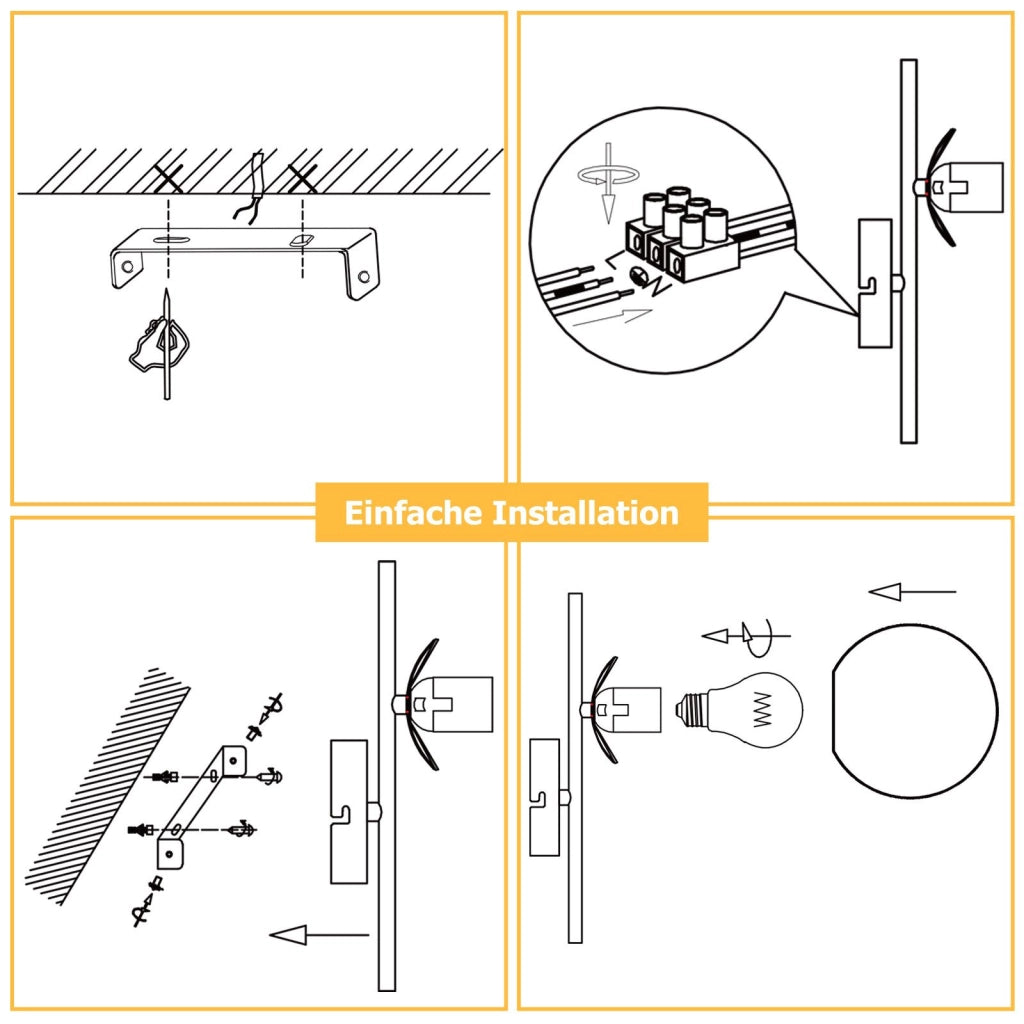 ZMH Applique da parete moderna per interni lampada da parete in oro con paralume in vetro E27 camera da letto corridoio