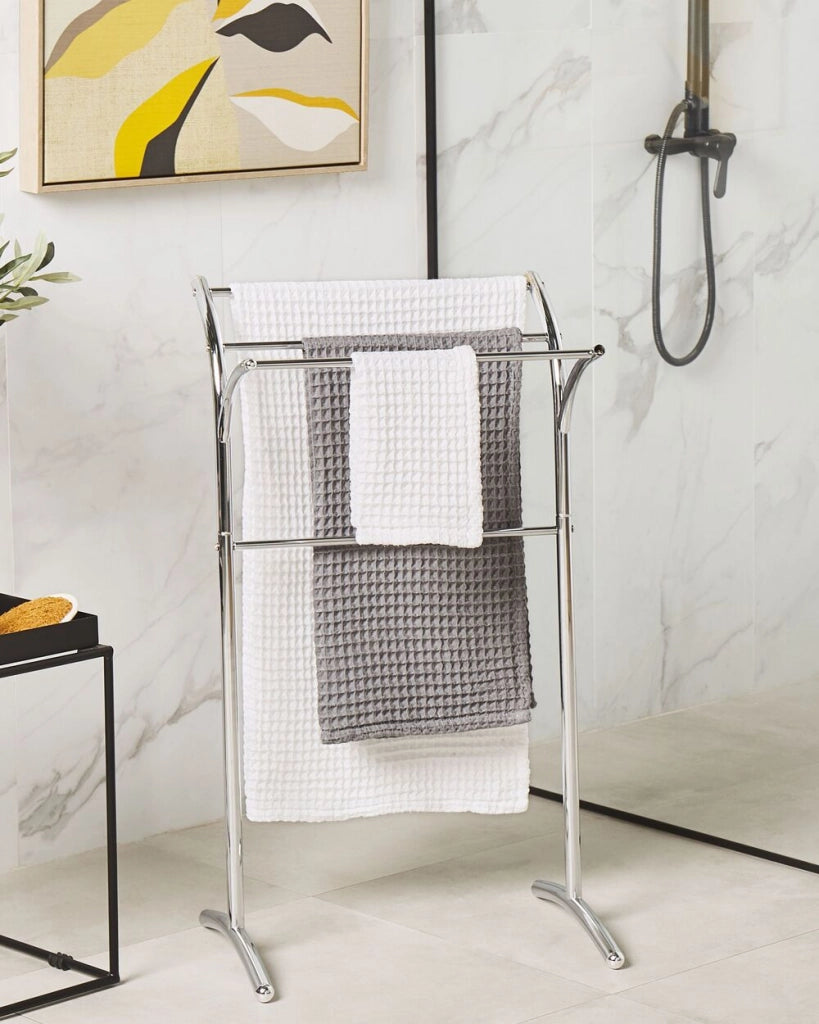 Portasciugamani in acciaio argentato lucido 3 binari portasciugamani da terra accessori da bagno moderni
