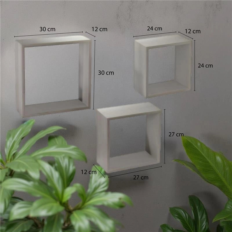 SET 3 PENSILI QUADRATI IN LEGNO DA PARETE IN TRE MISURE CON FINITURA OLMO