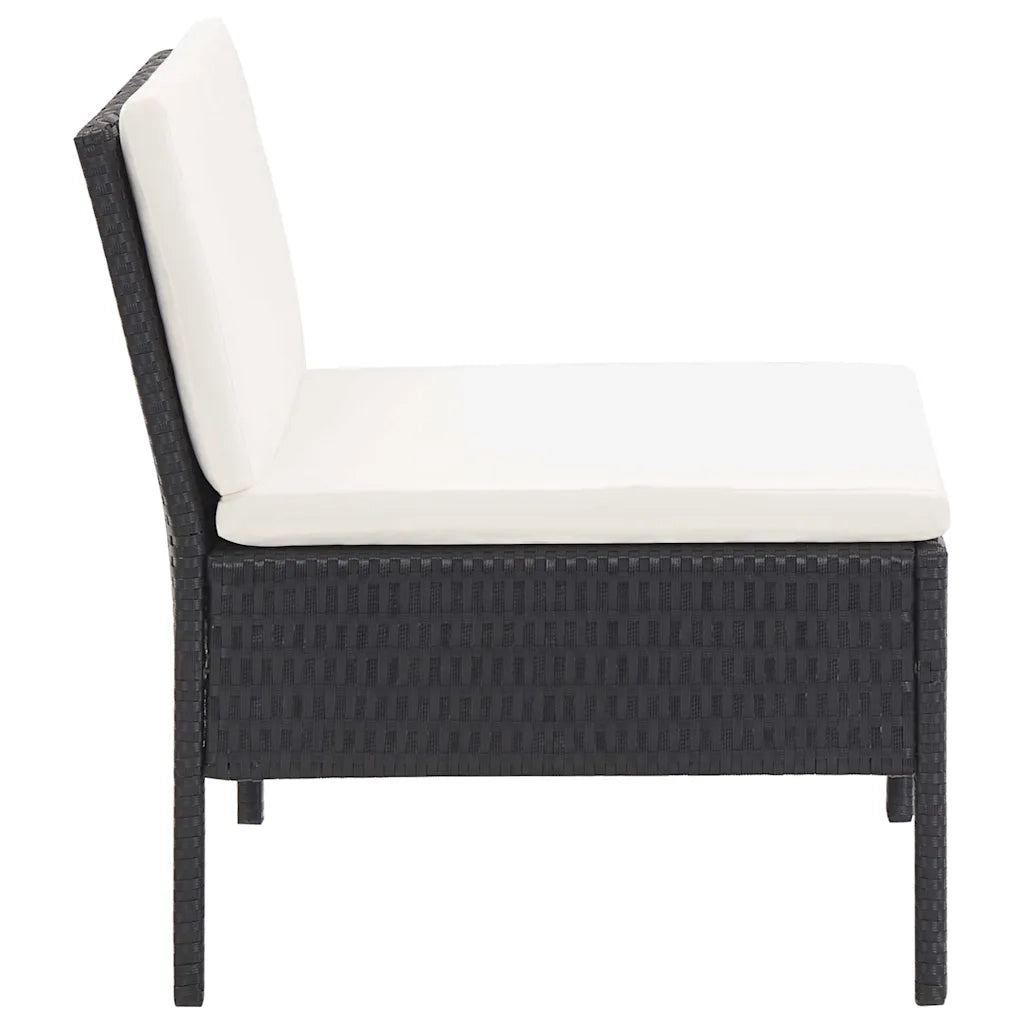 Set Divani da Giardino 5 pz con Cuscini in Polyrattan Nero 48944