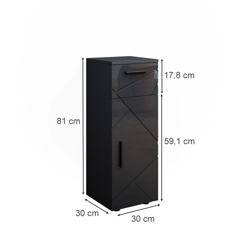 Mobiletto bagno Irma Antracite lucido 30 x 81 cm Vicco