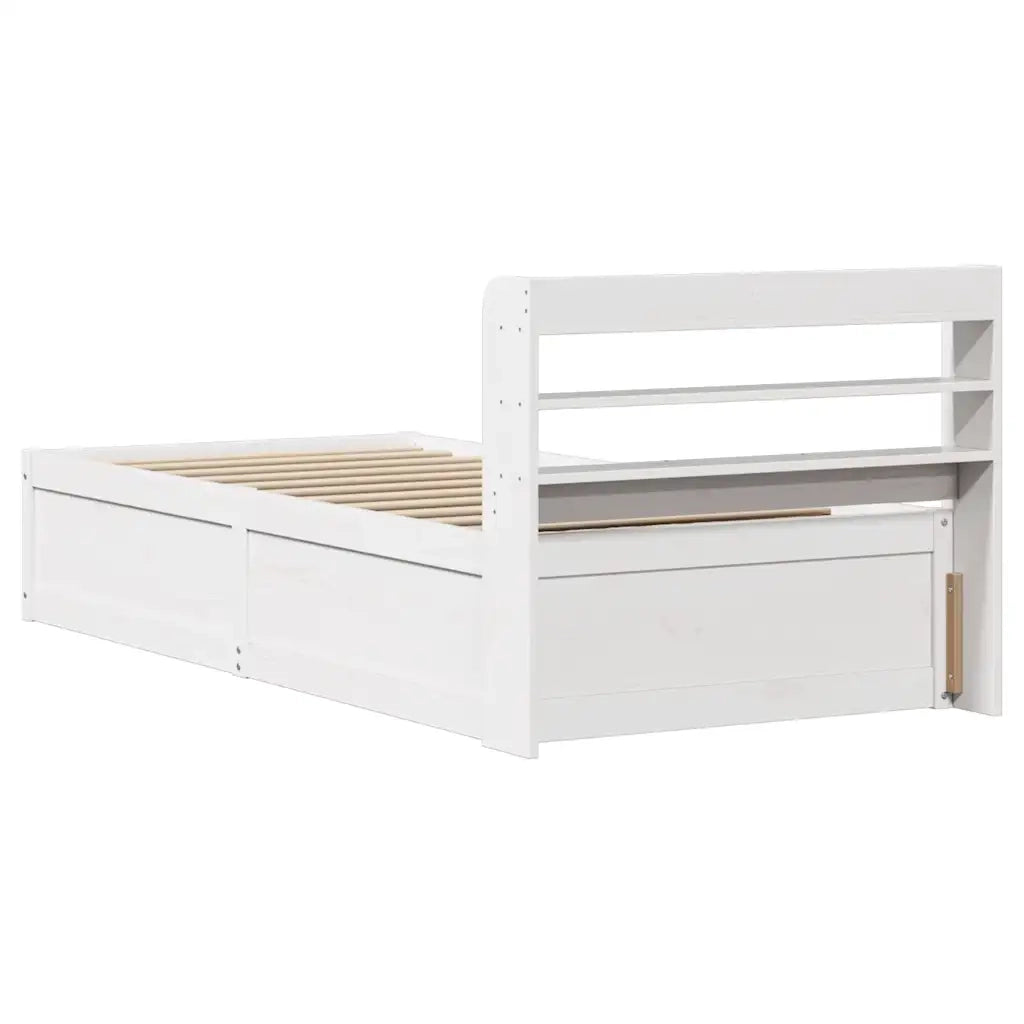 Giroletto con Testiera Bianco 90x200 cm Legno Massello di Pino 3307093