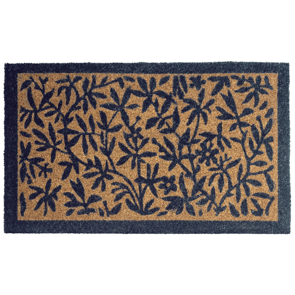 Zerbino in fibra di cocco naturale con fondo antiscivolo 60 x 90 cm Antiscivolo Decorativo Motivo foglie Zerbino di benvenuto