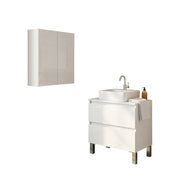 Capizzi, set Mobili Bagno 2 Cassetti, Bianco Lucido