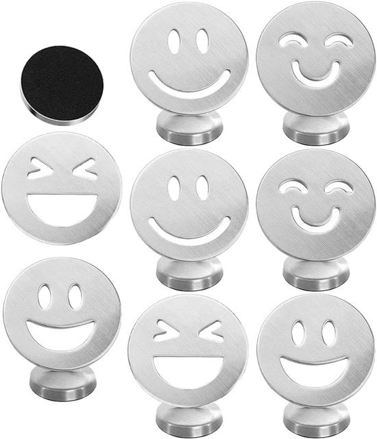 Set di pesi per tavolo 8 pezzi - Magnetico - Design con sorriso - RVS pesi pesanti - Tende - Tenda doccia - Tavola bianca - Accessori per frigorifero