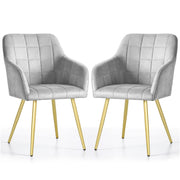 Set di 2 Sedie imbottite con cuciture quadrate LUXANO Grigio gambe oro