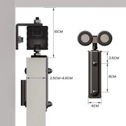 Sistema a doppio sportello in acciaio inox - 0,9 m - Capacità di 2 porte - Peso massimo 150 kg per porta - Rulli silenziosi - Sistema per porte scorrevoli