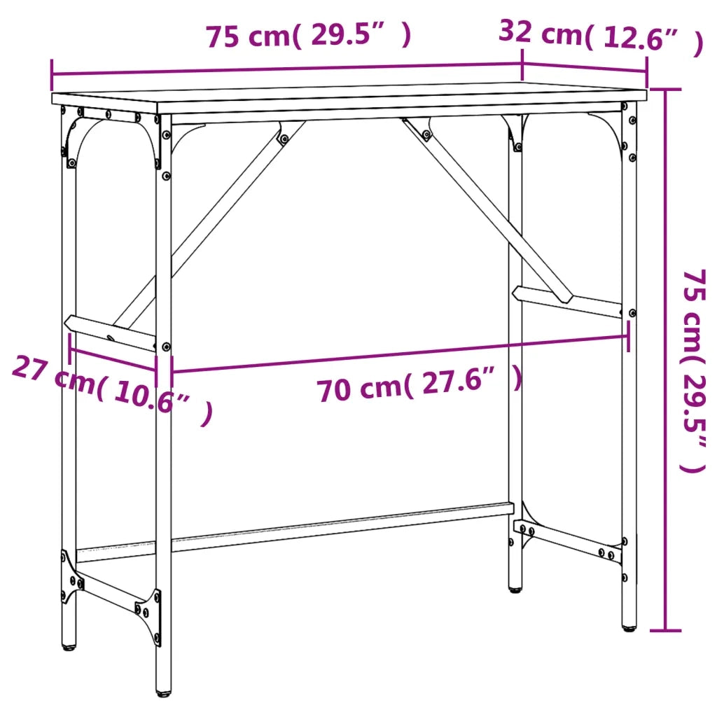 Tavolino Consolle-Tavolino da soggiorno-Tavolo Rovere Sonoma 75x32x75cm in Legno Multistrato