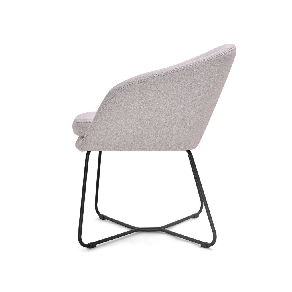 OSLO - Sedia con braccioli in lino e metallo. Sedia da pranzo, ufficio, studio, poltroncina da lettura in stile moderno. Colore grigio chiaro