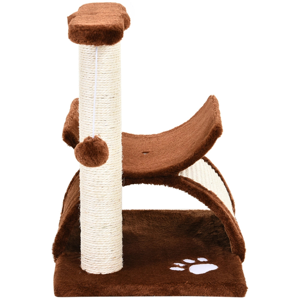Tiragraffi per Gatti Piccoli 43cm ¨C Xylo ¨C con Tunnel e Superficie a U, Marrone