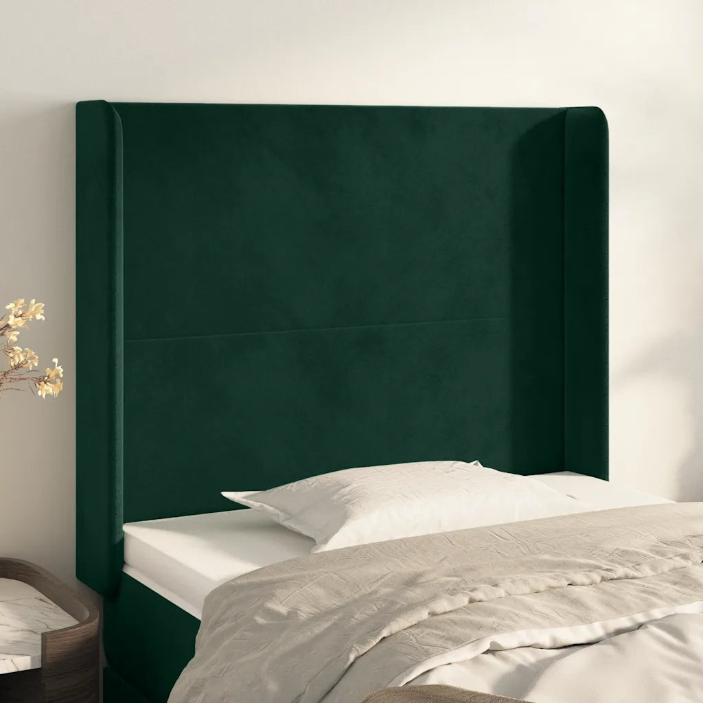 Testiera ad Orecchio Verde Scuro 83x16x118/128 cm in Velluto