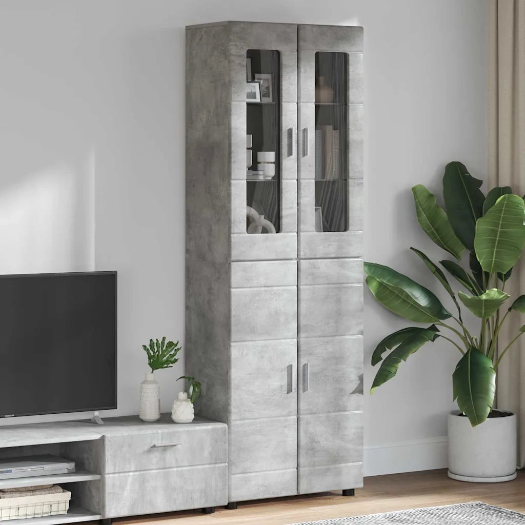 Credenza con lo scaffale FLORIN Grigio cemento 60 x 35 x 182 cm