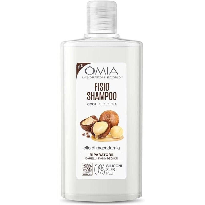 OMIA FISIO SHAMPOO ECO BIO CON OLIO DI MACADAMIA PER CAPELLI DANNEGGIATI RIPARATORE E RISTRUTTURANTE DA 200 ML