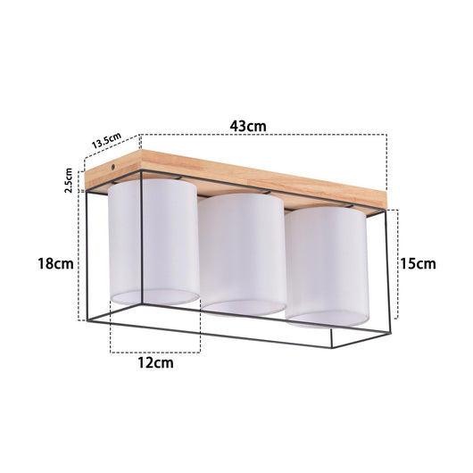 ZMH Lampada da soffitto retrò a 3 fiamme E14 per soggiorno con paralume in tessuto industriale
