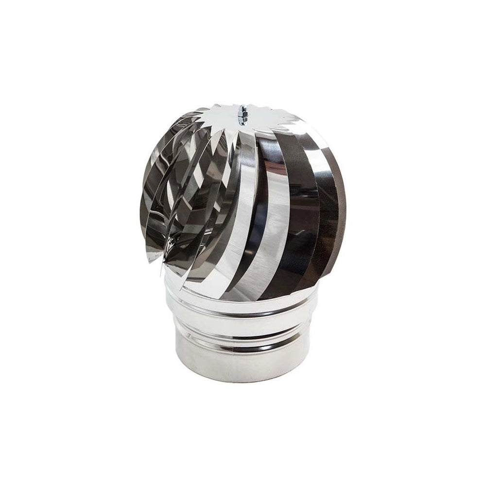 Fumaiolo da 220mm tipo radiante eolico inox aisi 304 base tonda innesto m maschio