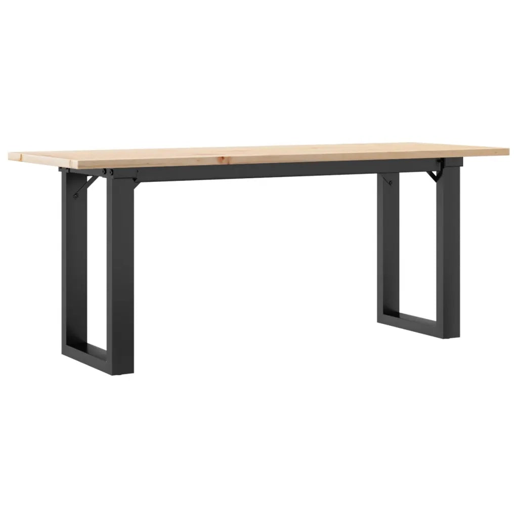 Tavolino Salotto Telaio a O 110x40x45cm Legno Pino e Acciaio