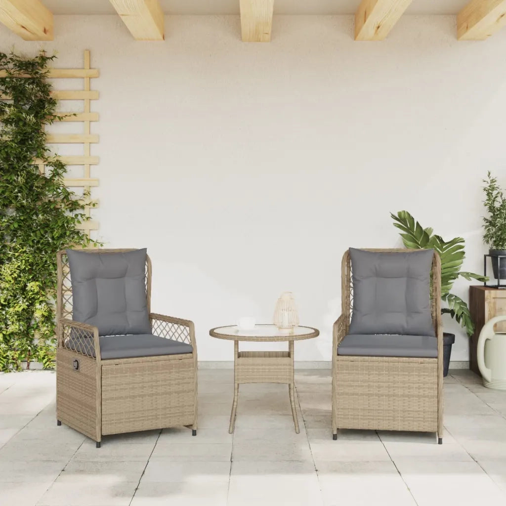 Sedie da Giardino Reclinabili 2 pz | Sedie da Esterno Beige Polyrattan