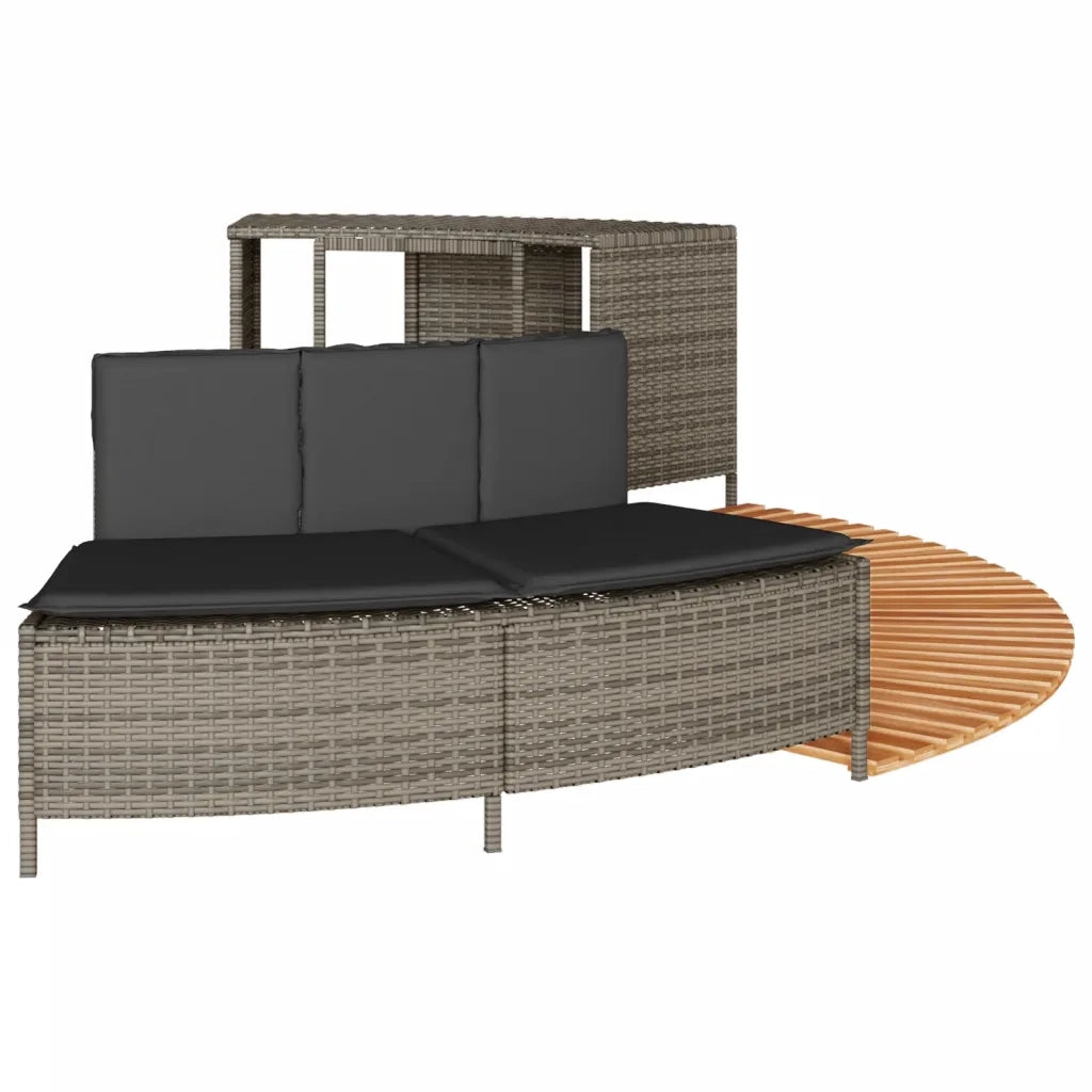 Bordo per Spa Grigio in Polyrattan e Legno Massello di Acacia CFW5256196
