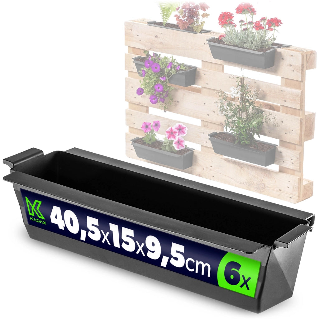 Vaso da fiori KADAX, vasi da fiori per Europallets, scatola da 40 cm, 6 pezzi