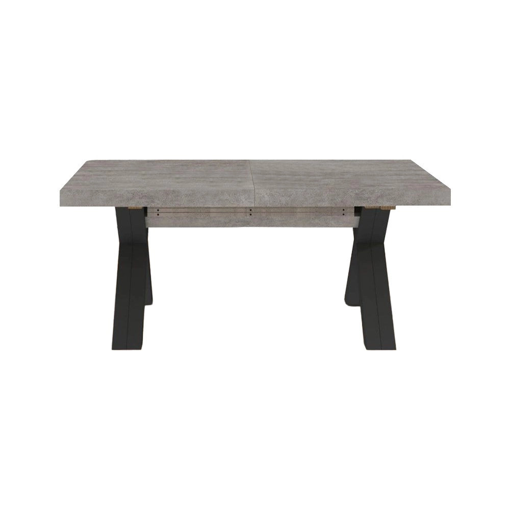 Tavolo Allungabile Milonga480 180 cm con Piano Cemento e Gambe Incrociate Antracite