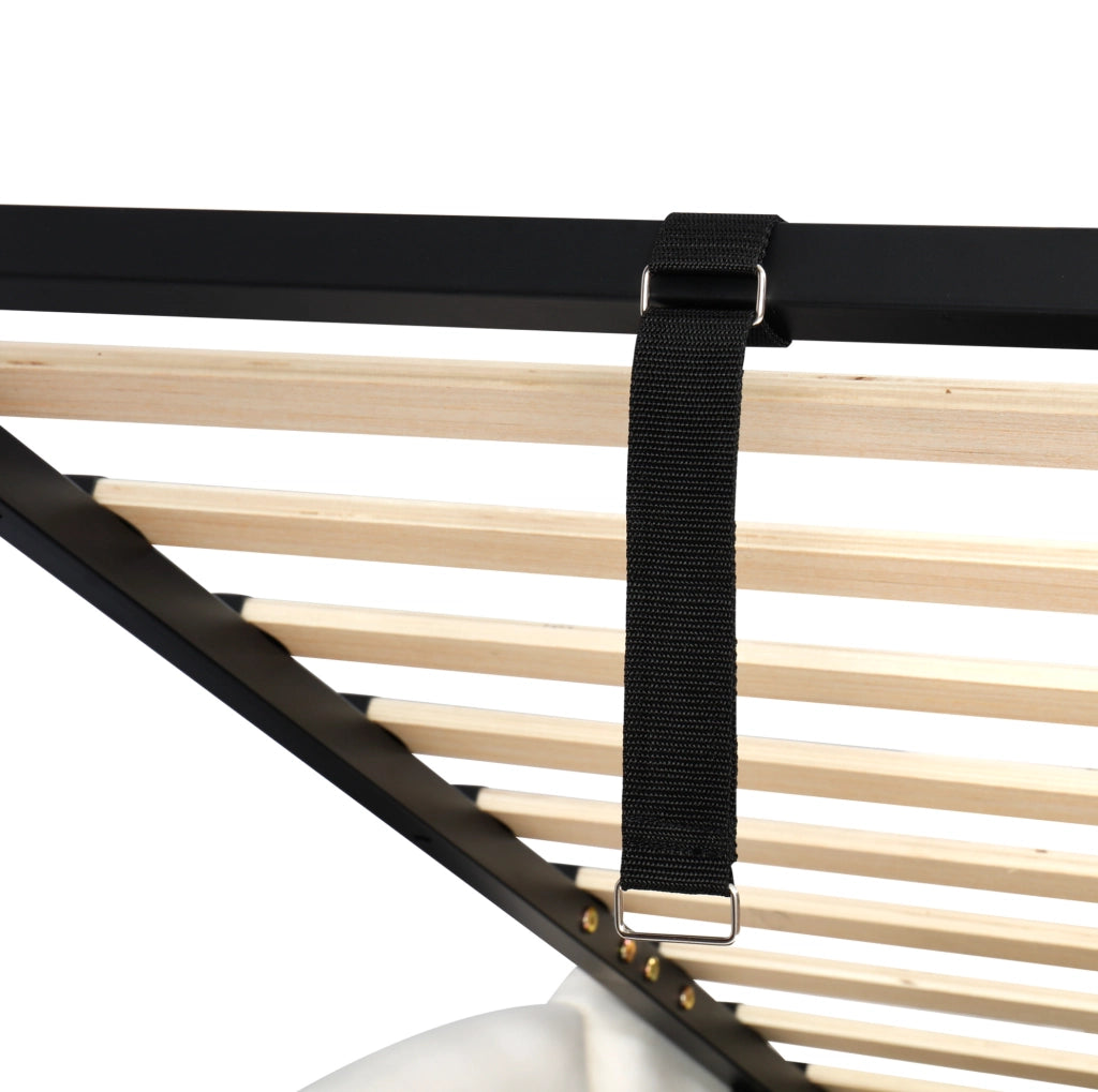 Letto singolo imbottito 90x200 cm con contenitore, USB e tasca laterale