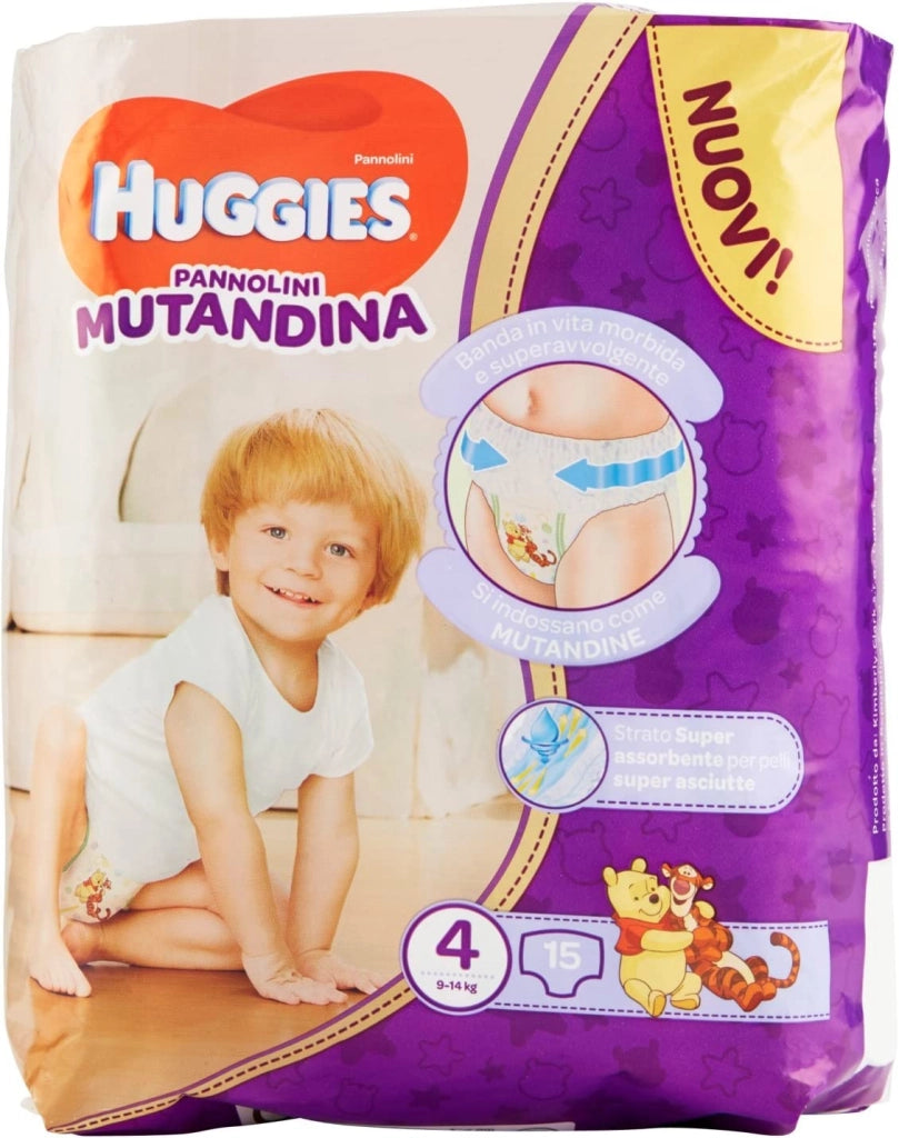 HUGGIES PANNOLINI MUTANDINA UNISEX  IN CONFEZIONE DA 15 PEZZI TAGLIA 4 9-14 KG