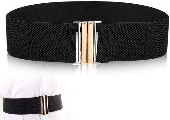 Cintura per donna in pelle elastica - Cinturone adattabile con chiusura metallica - Antiscivolo - Unico modello - Alta qualità