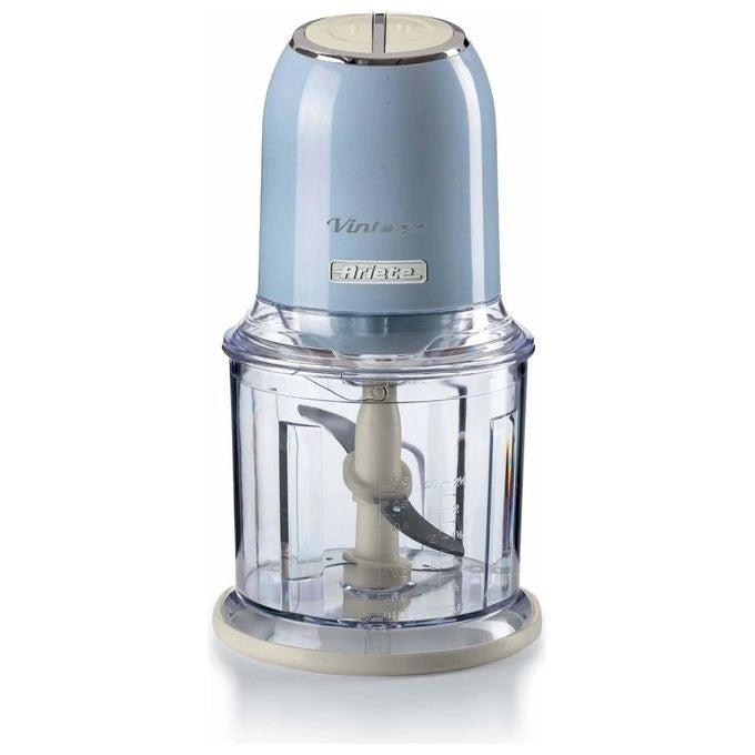 Ariete 438, Tritatutto Vintage, Chopper e Tritaghiaccio, 2 velocità, 4 lame in Acciaio Inox, Tazza graduata 600 ml, 400 W, BeigeTritatutto a 2 velocità , 2 pulsanti e 4 lame in Acciaio Inox. Tritaverdure e Tritaghiaccio. Tazza graduata da 600ml.