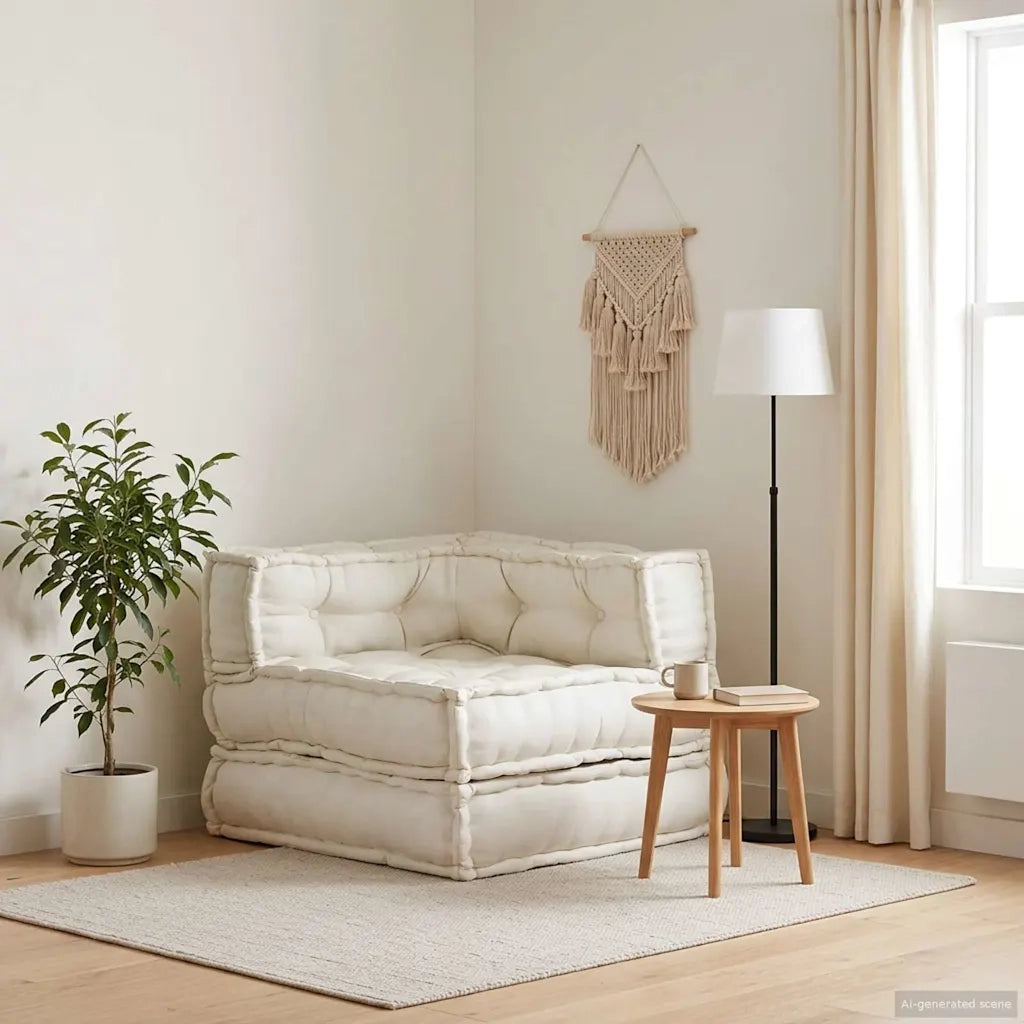 Divano Componibile Crema 70x70x54 in Tessuto 4019021