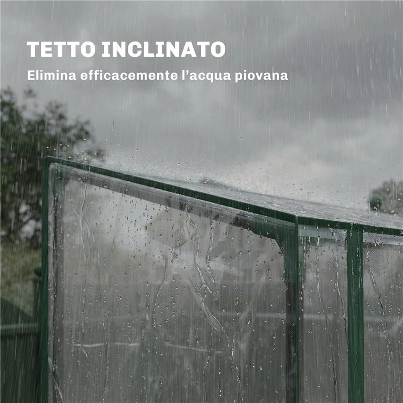 SERRA VERTICALE A 2 SEZIONI CON 3 RIPIANI, IN PLASTICA E ACCIAIO, 143X45X151 CM, VERDE SCURO E TRASPARENTE