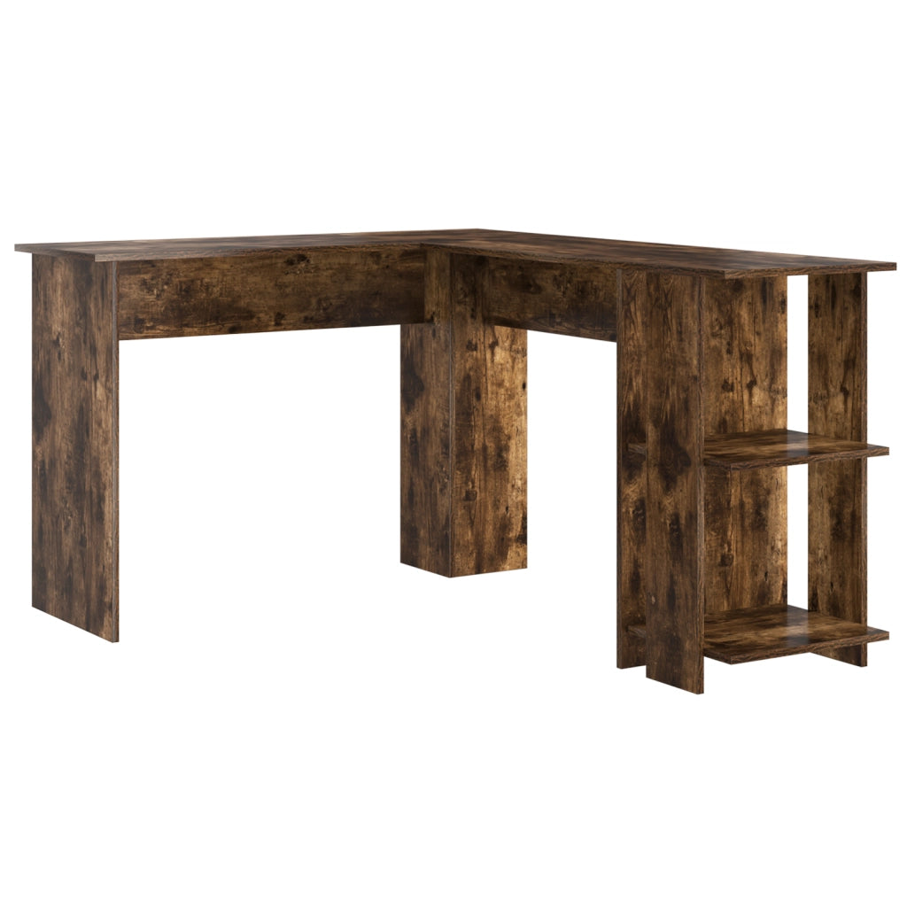 Scrivania Angolare Marrone Rovere Affumicato Legno Ingegnerizzato