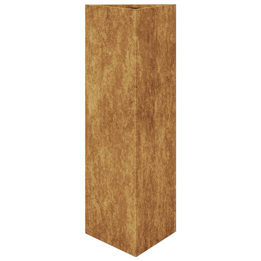 Vaso per fioriera aiuola rialzata piante fiori giardino terrazzi set da 2 triangolari 30 x 26 x 75 cm acciaio corten marrone 02_0039095