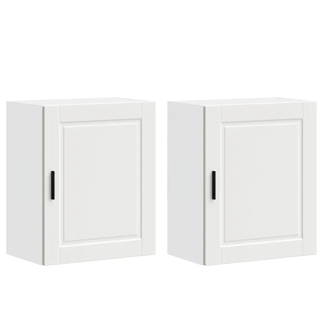 Pensili da Cucina 2 pz-Mobile Cucina da Parete Porto Bianco in Legno Multistrato