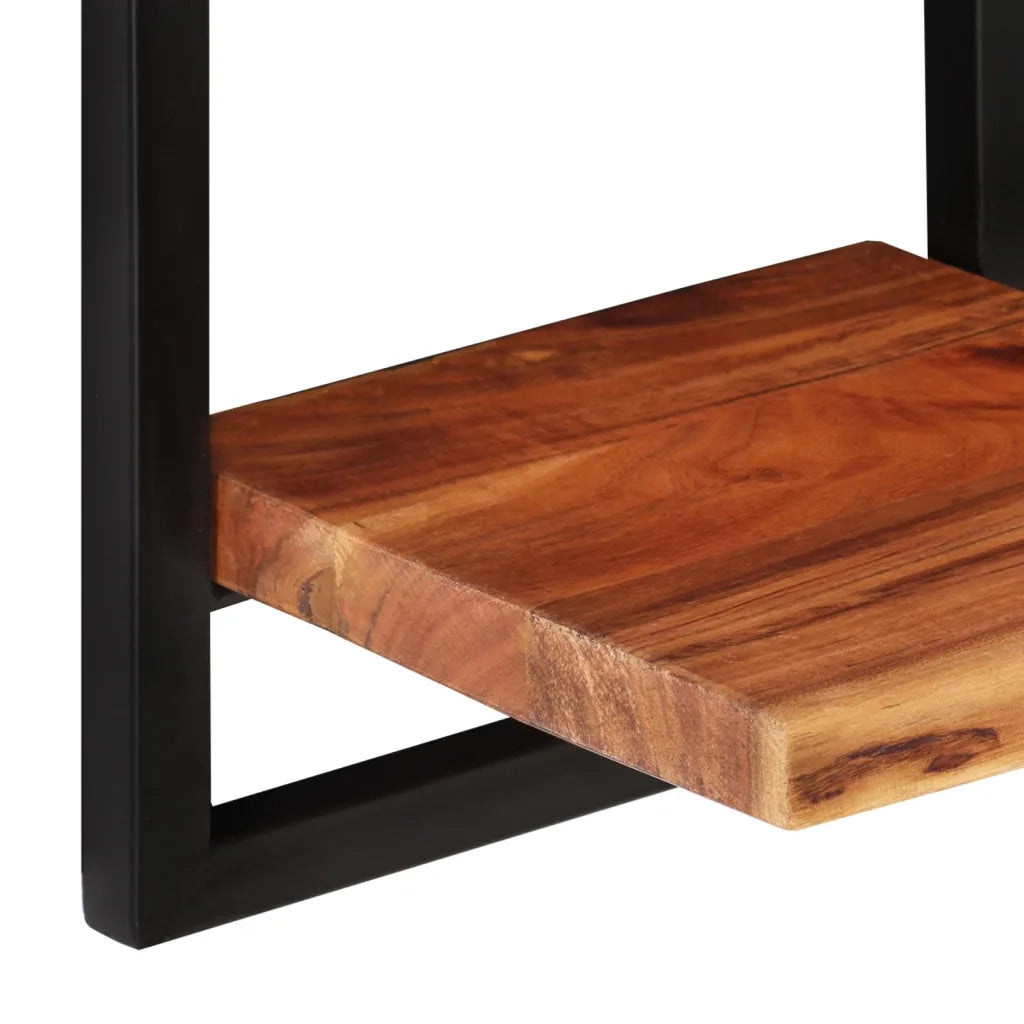 2 pz Mensole Parete | Mensola sospesa 25x25x75 cm Legno Massello Acacia e Acciaio