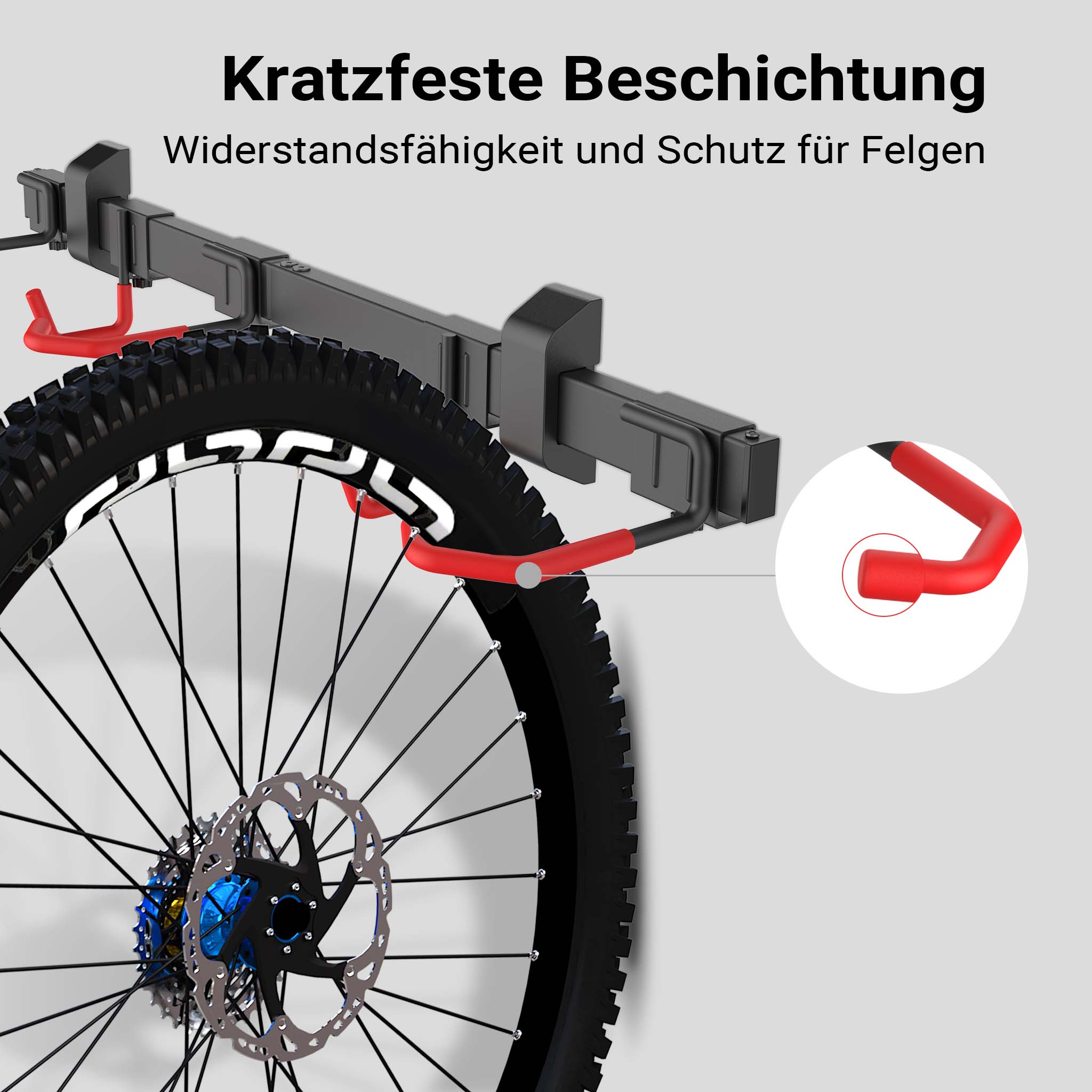 Portabici da muro per 3 biciclette e 2 caschi, 82,4 x 18 x 13,6 cm, max 95 kg, portabici da parete universale, facile installazione, supporto con 3 ganci appendi bici in acciaio