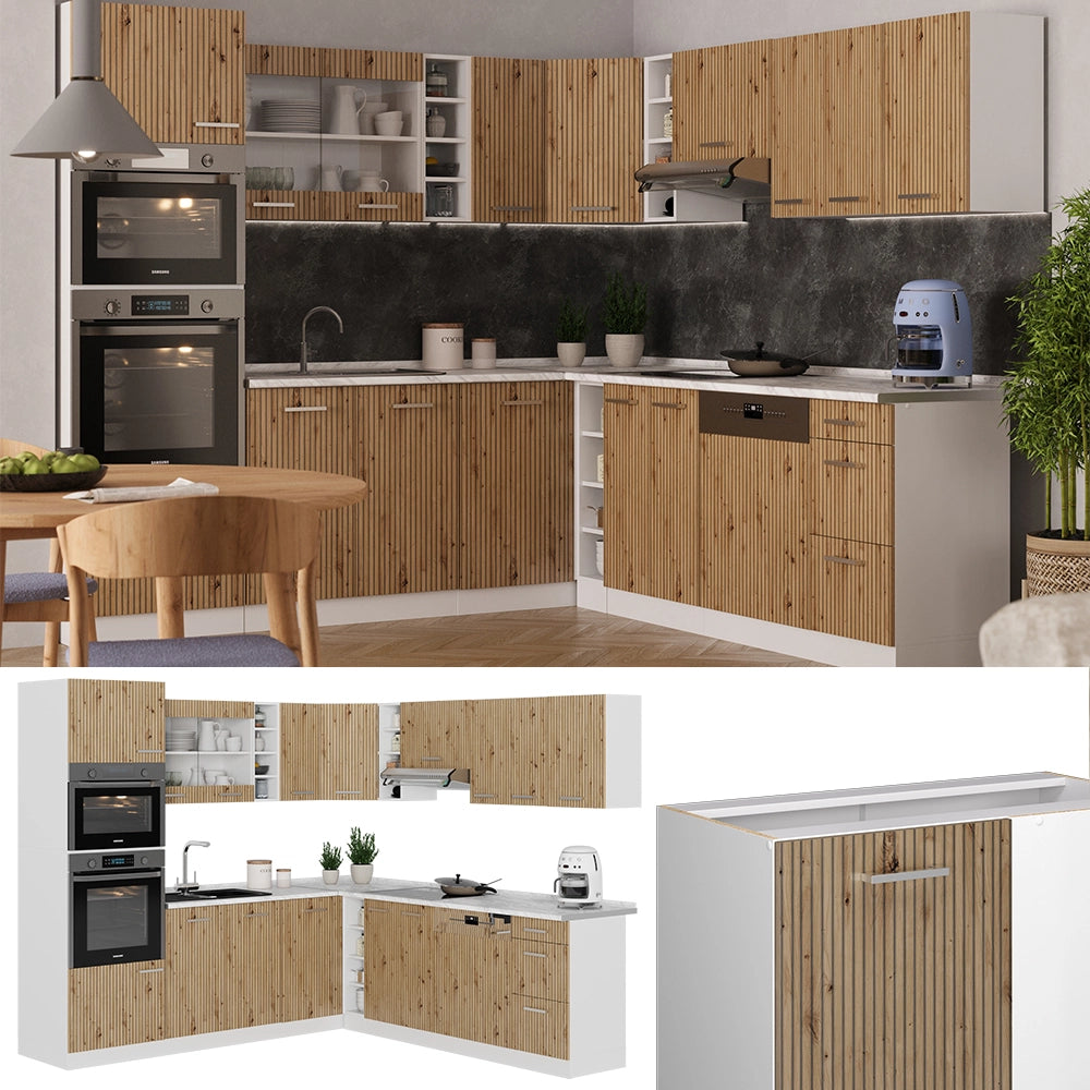 Vicco Cucina angolare completa Rovere artigianale/bianco 237 x 247 cm , PL Antracite