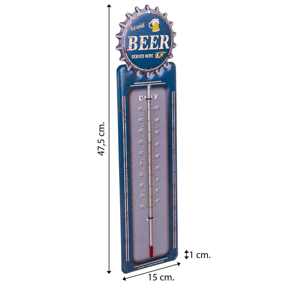 Termometro da parete in metallo blu 47,5x15x1h