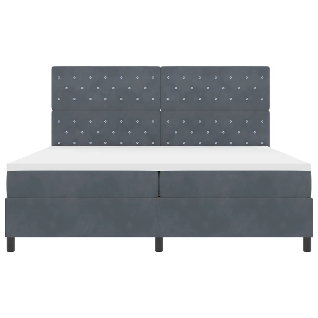 Letto a molle con materasso Grigio scuro 200 x 200 cm Velluto 3339789
