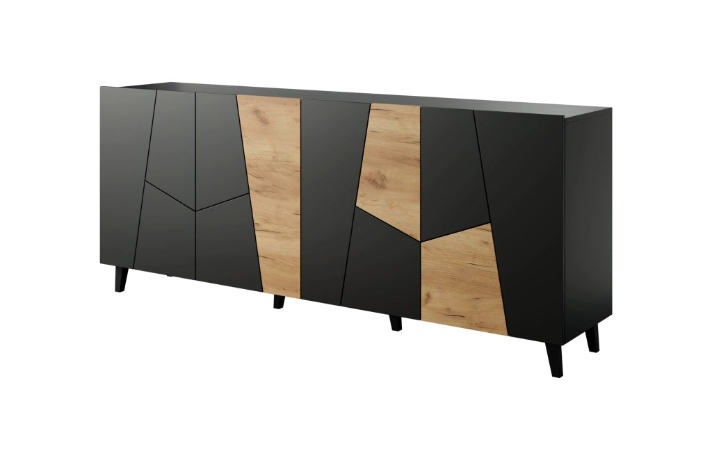 MOBILE VITRAIL CABINET 200 4D NERO OPACO ROVERE ARTIGIANALE ETNA
