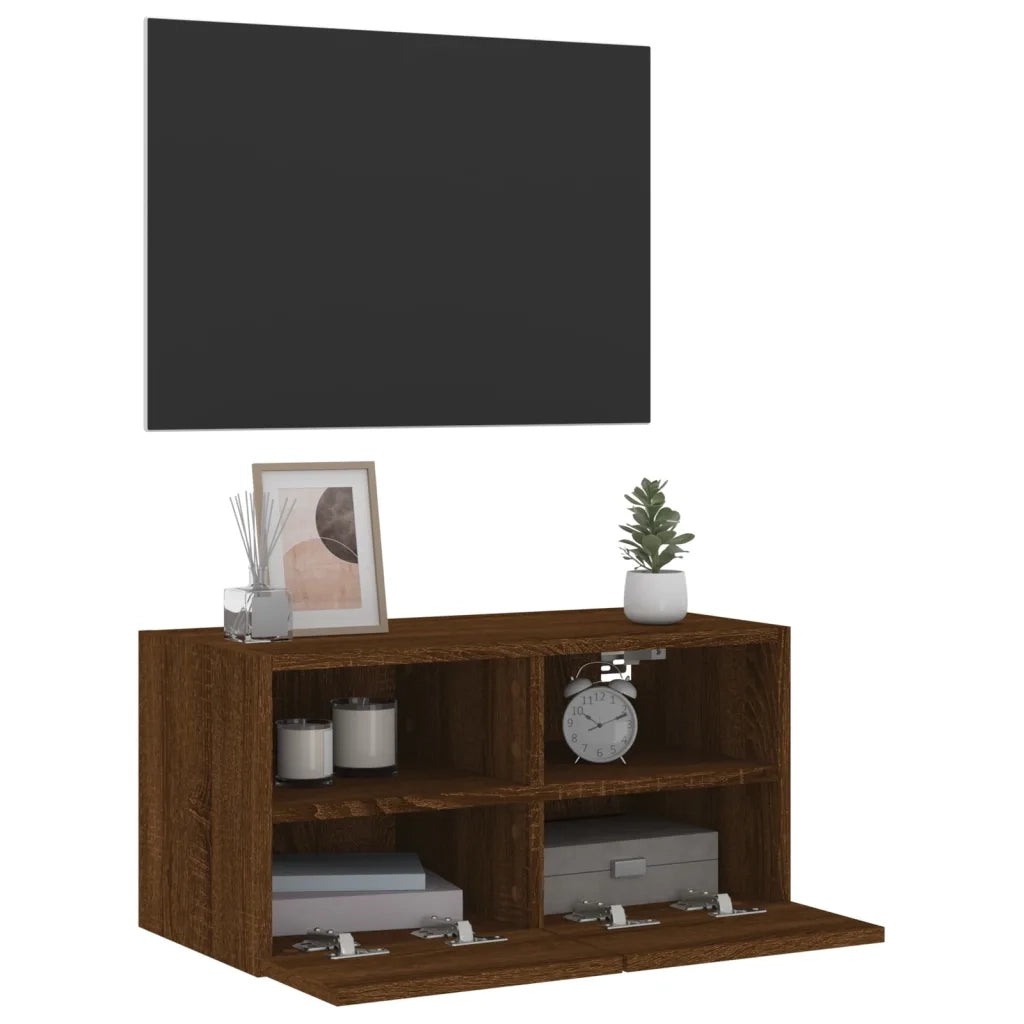 Mobile TV a Parete Rovere Marrone 60x30x30 cm Legno Multistrato 836866