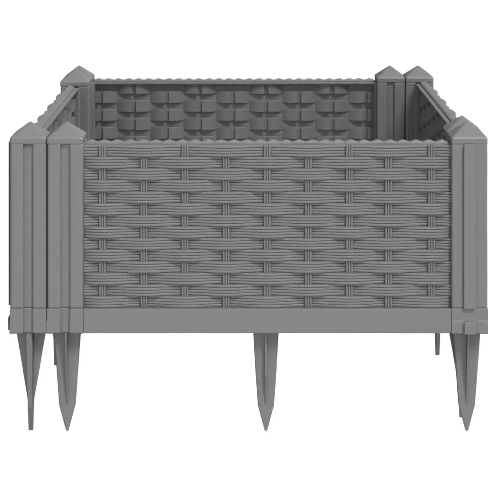 Fioriera da Giardino con Picchetti-Vaso da Esterno-Fioriera da Giardino Fissabile Grigia 42,5x42,5x28,5 cm PP