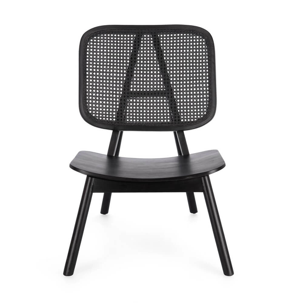 Poltrona Lounge in Legno Teak con Schienale in Rattan Intrecciato - ELOISE